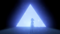Herb Bride standing in front of the triangular light facing the player