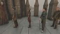 Townsfolk waiting by the Cathedral for interrogation